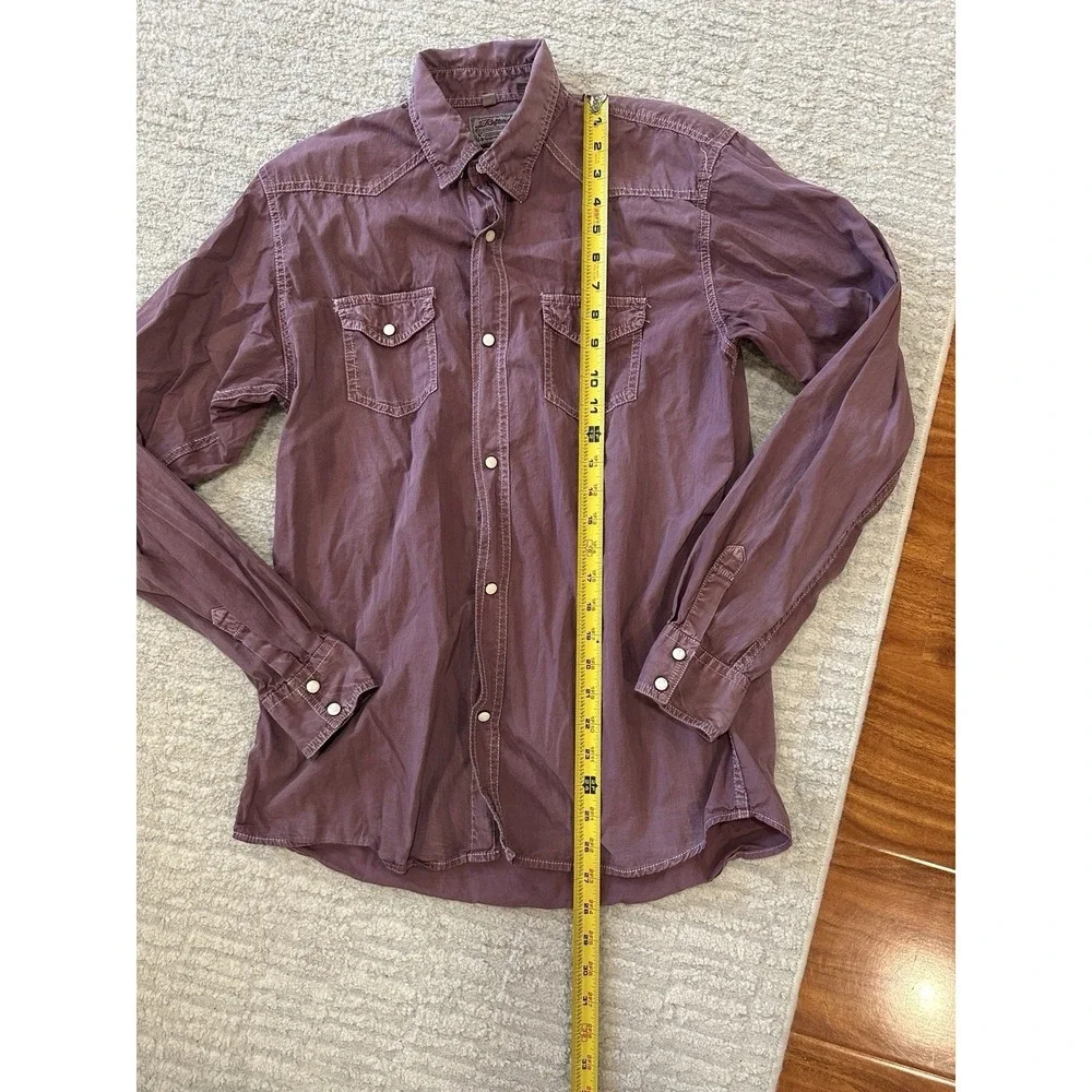 RafterC Maroon Fade Pink Pearl Snap Button Up Collared Long Sleeve Shirt Men XXL